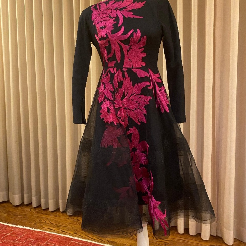Elegant Black and Pink Floral Dress.  Worn once.